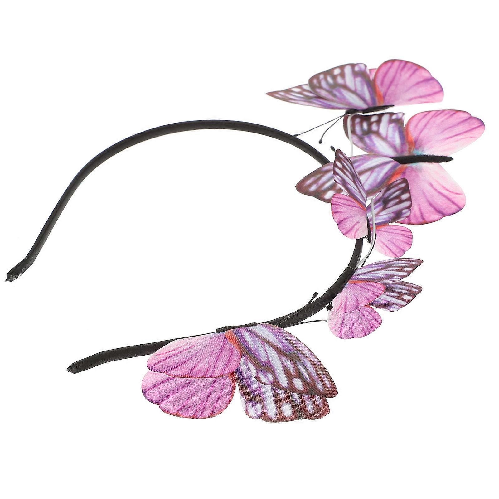 Pink Butterfly Hair Hoop for Decoration Durable Fabric Chic Design Ideal for Parties and Engagements