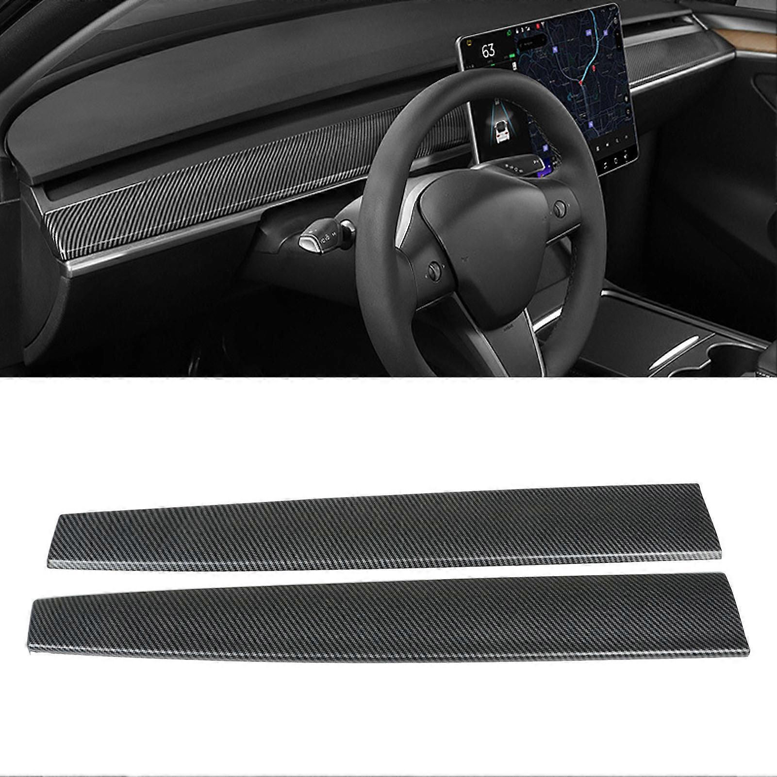 Dashboard Cover Wrap Dashboard Accessories Replacement for Tesla Model 3 Y 2020‑2023 Carbon Fiber Style 