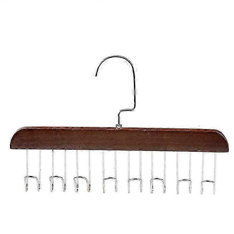 Wooden Belt Hanger with 8 Hooks - Closet Organizer for Coats, Scarves & Accessories - Space-Saving Solution