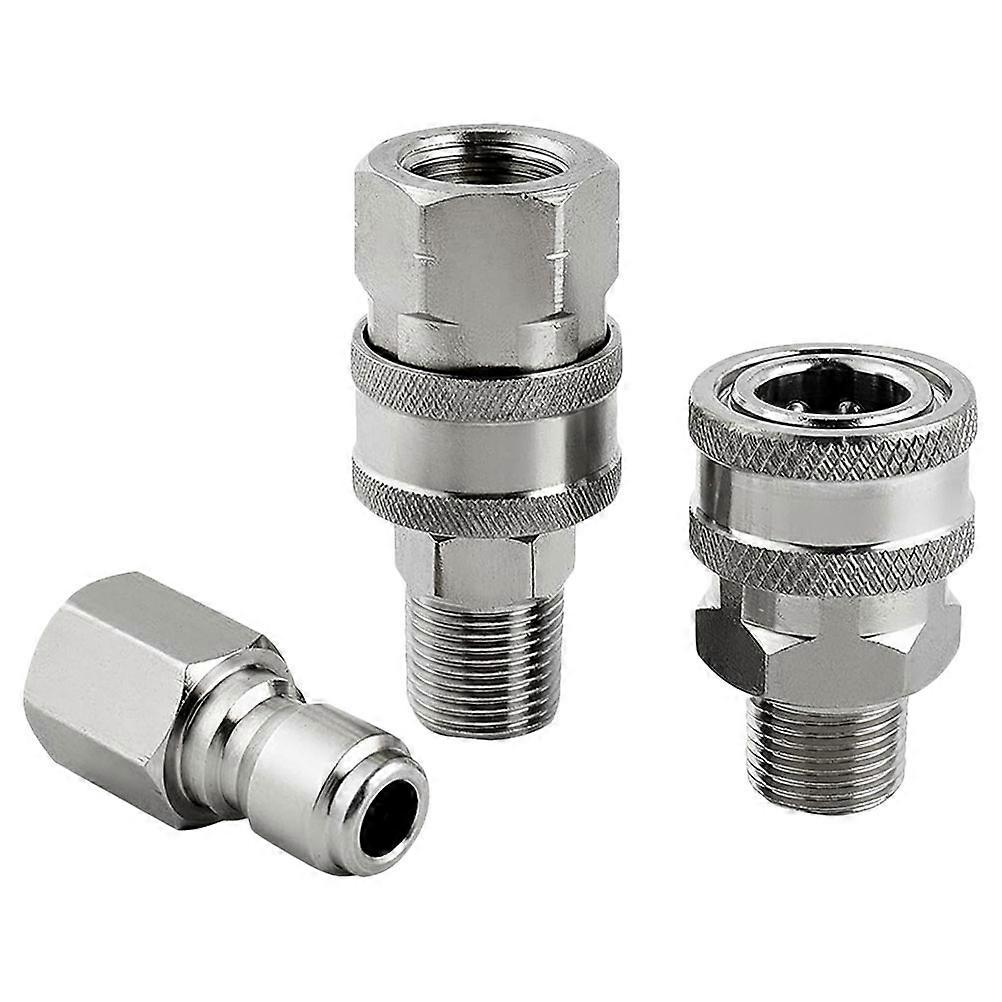 4pcs Stainless Steel Quick Connect Couplers for Pressure Washer Hoses – Durable, High Pressure Compatible Fittings for Easy Installation