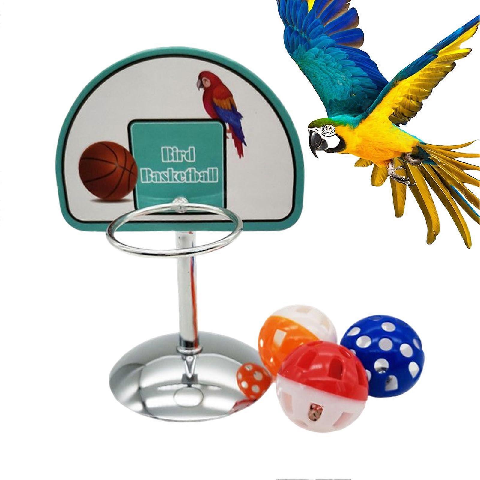 Generic Basketball Bird Toy For Conures With 3 Balls, Interactive Cage Stand For Play Training, Cockatiel Exercise Toy