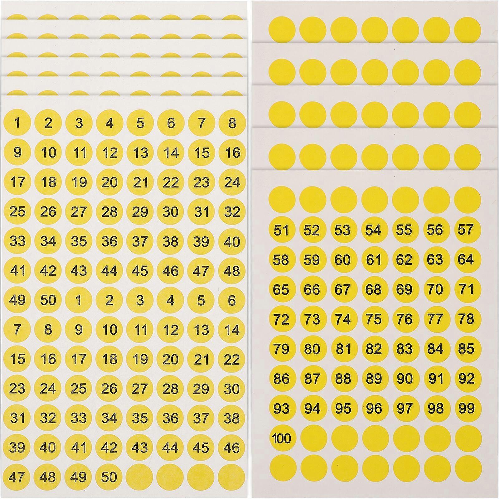 10 Sheets of Round Digital Stickers Multi-function Number Sticker Number Labels Stickers