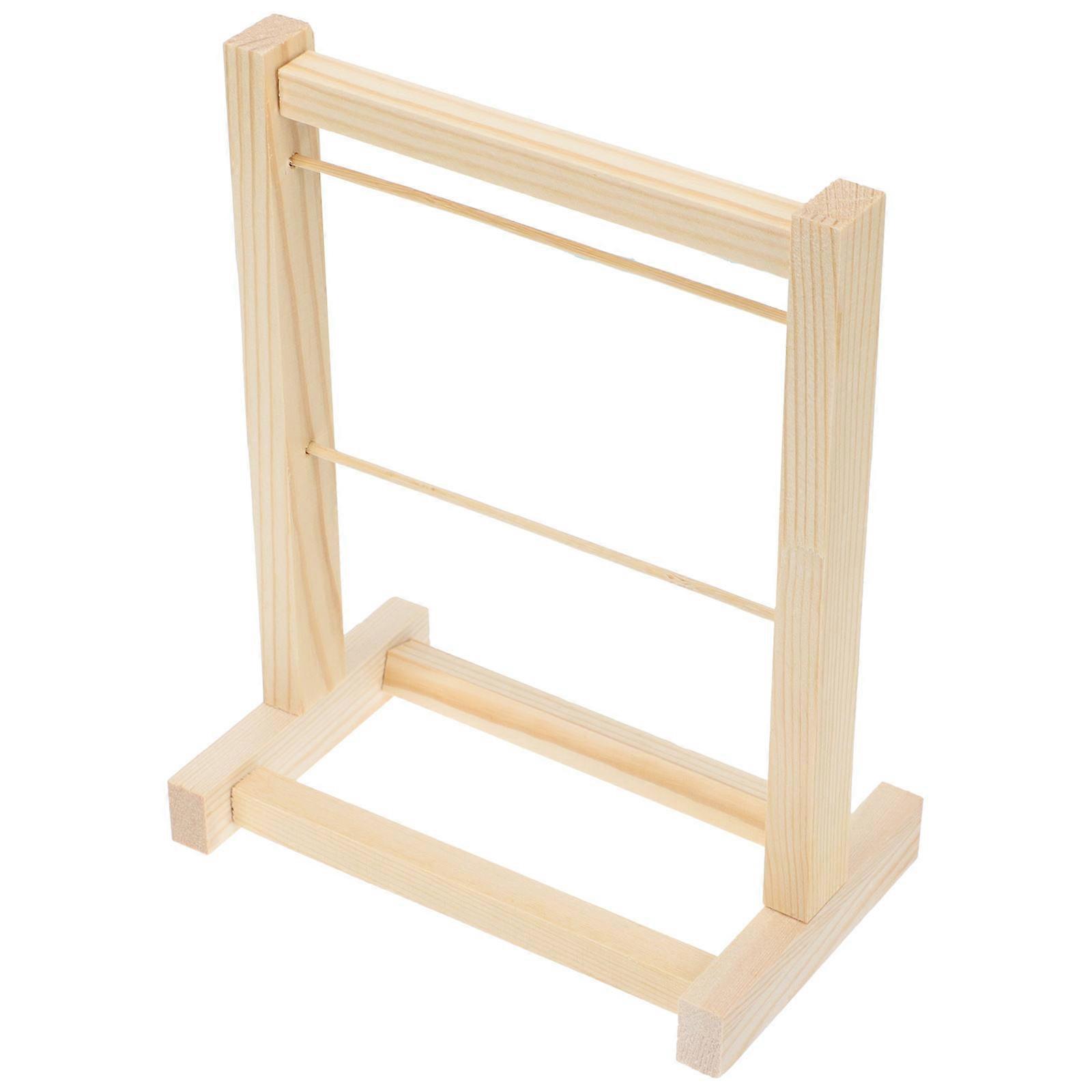 Compact Wooden Two Tier Doll Clothes Hanging Rack – Sturdy Storage Organizer for Neat Room Display and Wardrobe Convenience