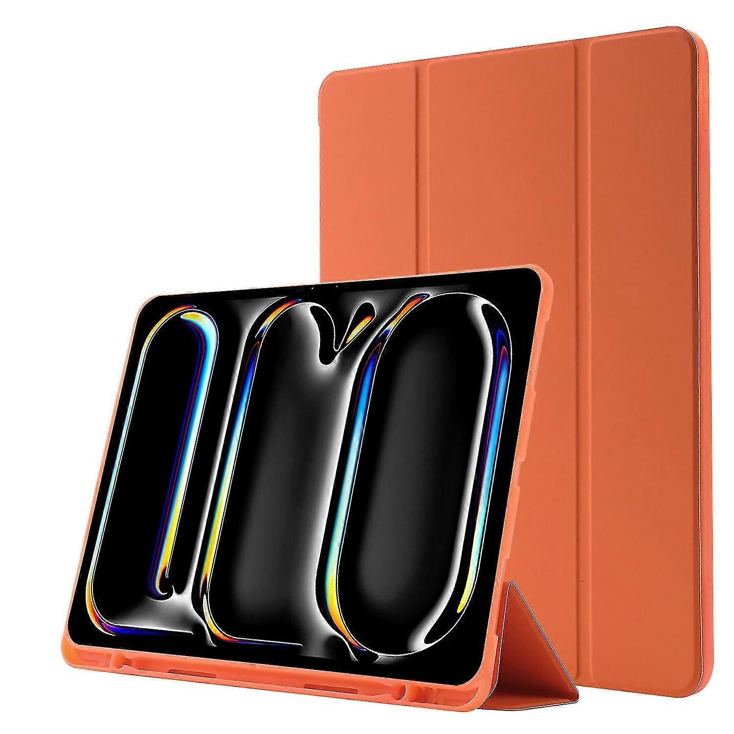 For iPad Air 13 2024 Skin Feel Tri-fold Leather Tablet