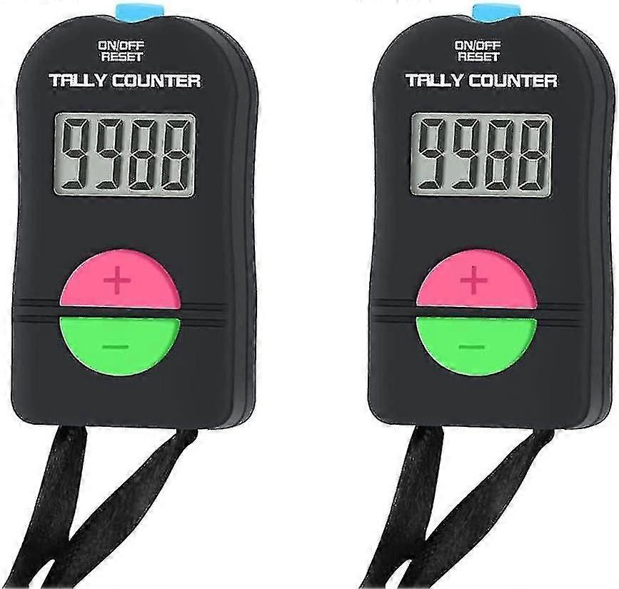 2 stuks elektronische teller, digitale hand tally counter elektronische handmatige clicker met lanyard add subtract model