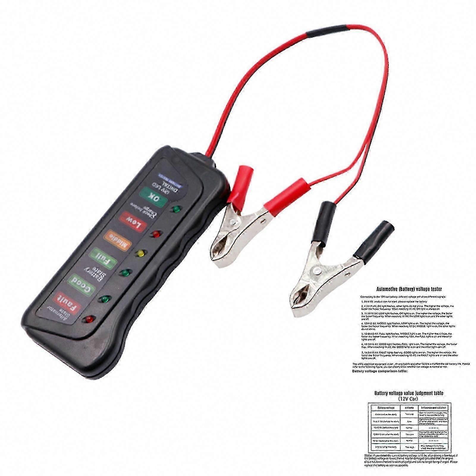 12V Mini Car Battery Tester with LED Display & Manual - Professional Diagnostic Tool
