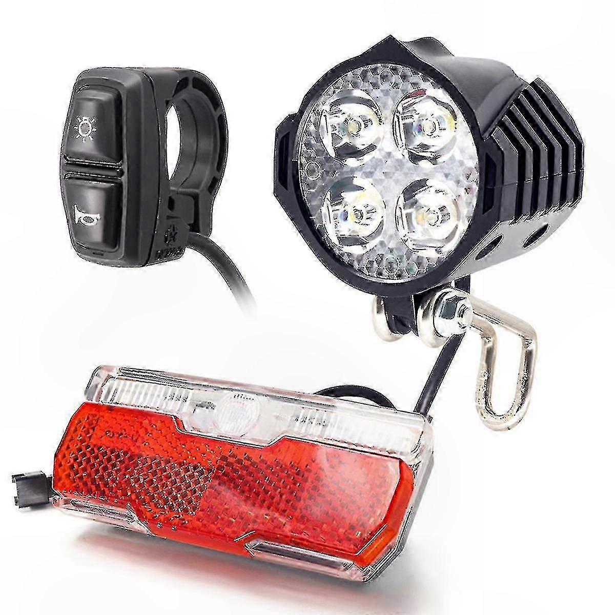 E-Bike Light Set with Built-in Speaker for 36V-60V Input Front and Rear LED Lights for Electric Bikes