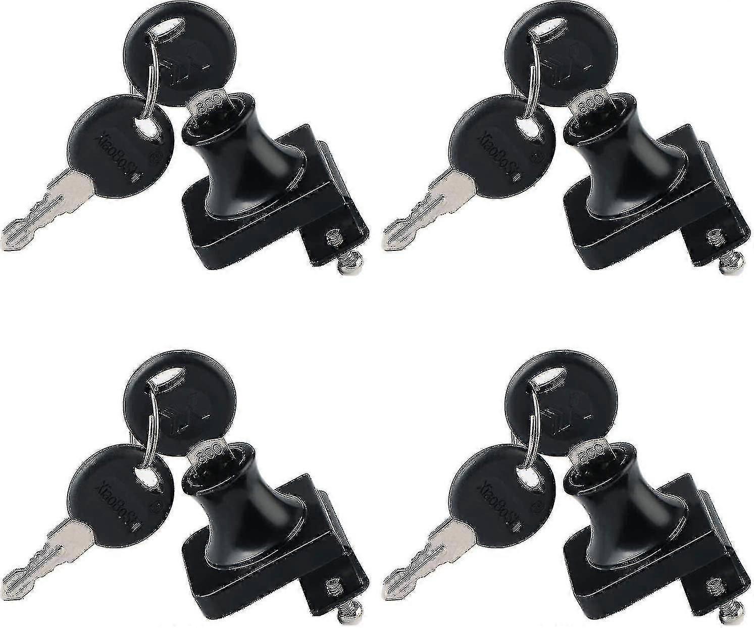 4 Pieces Glass Door Lock, Showcase Lock, Double Or Single Opening Security Latches, For 5-8mm Glass Door, Separate Key Without Drilling, Zinc Alloy (b