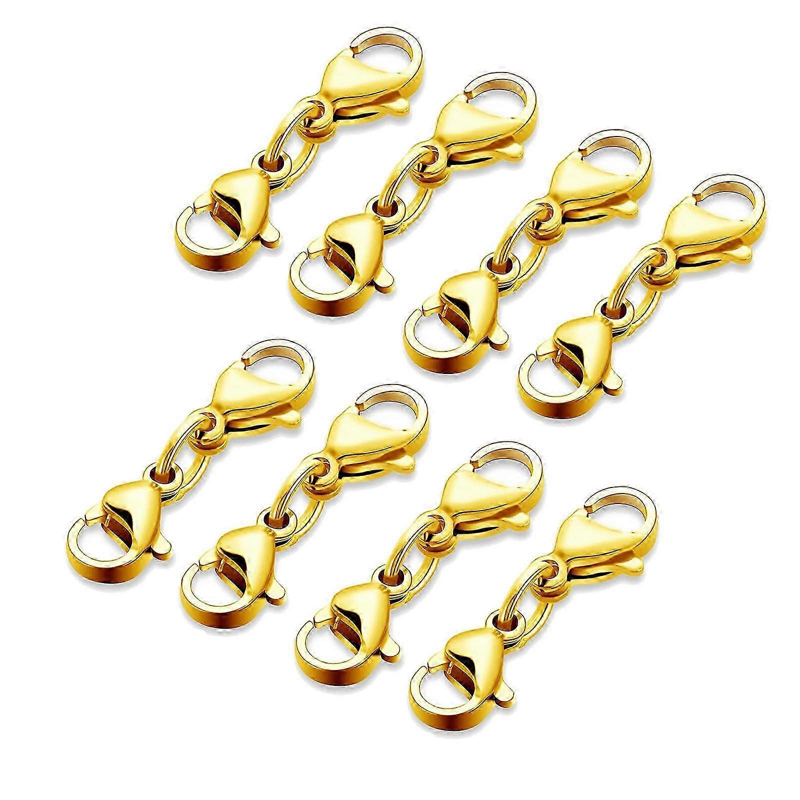 8 Pieces Double Lobster Clasps Double Head Design Necklace Clasps and Closure Extenders Double Opening Jewelry Clasps Gold