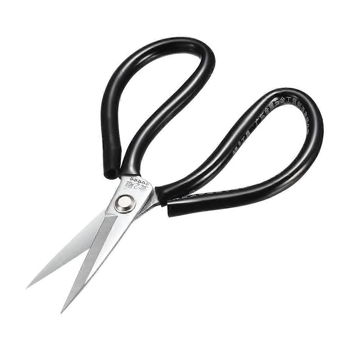 Curved Blade Alloy Steel Leather Scissors 190 mm with Soft Rubber Handle for Precision Cutting