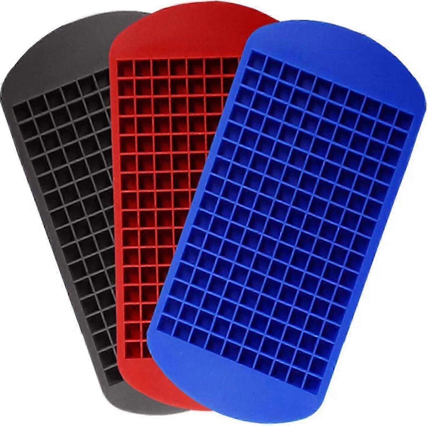 3-Color Mini Ice Cube Trays, 160 Grids Square Small Ice Cube Tray Silicone Ice