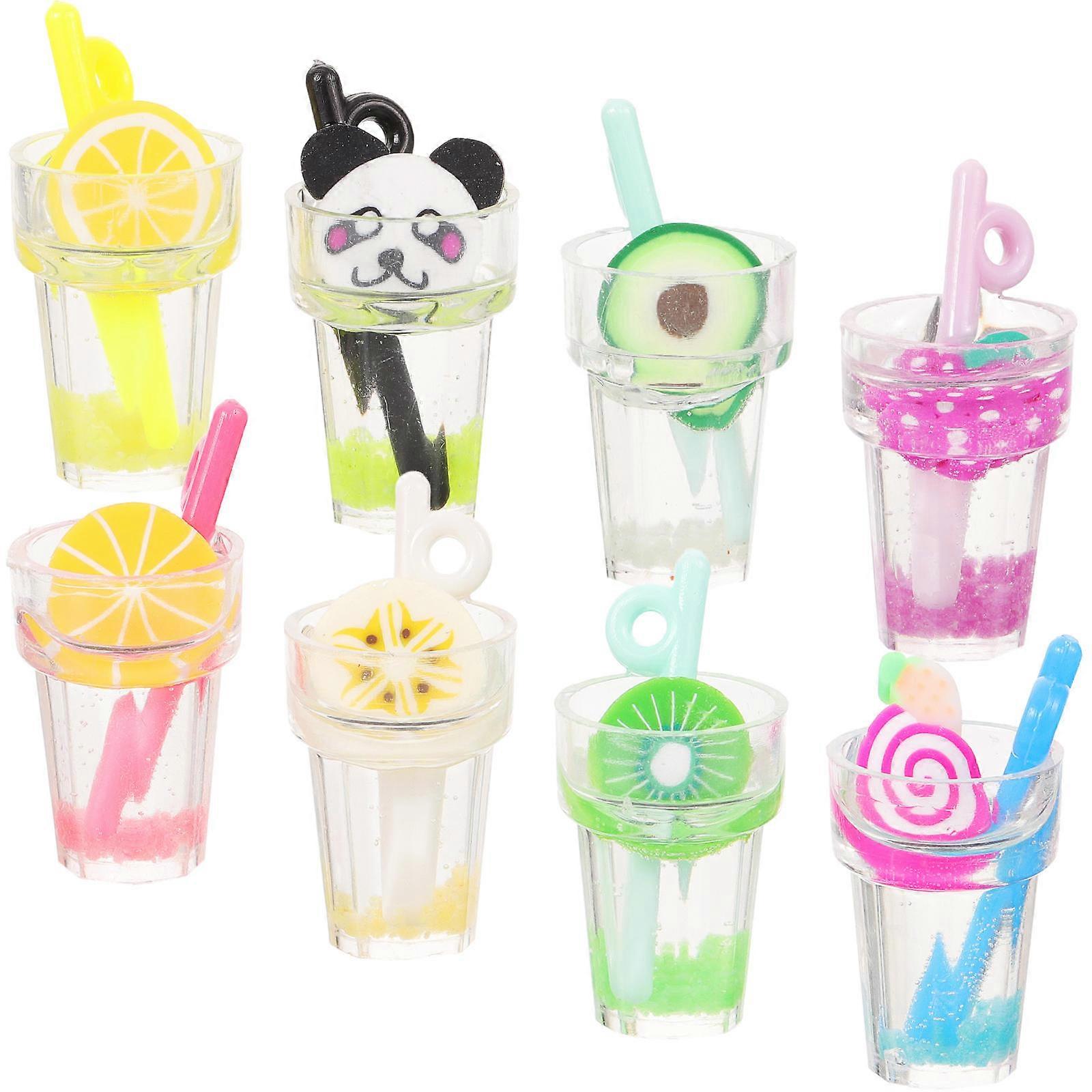 Cute Juice Cup Shaped Earring Charms for Jewelry Making Decorative Plastic Resin Pendants Assorted Color