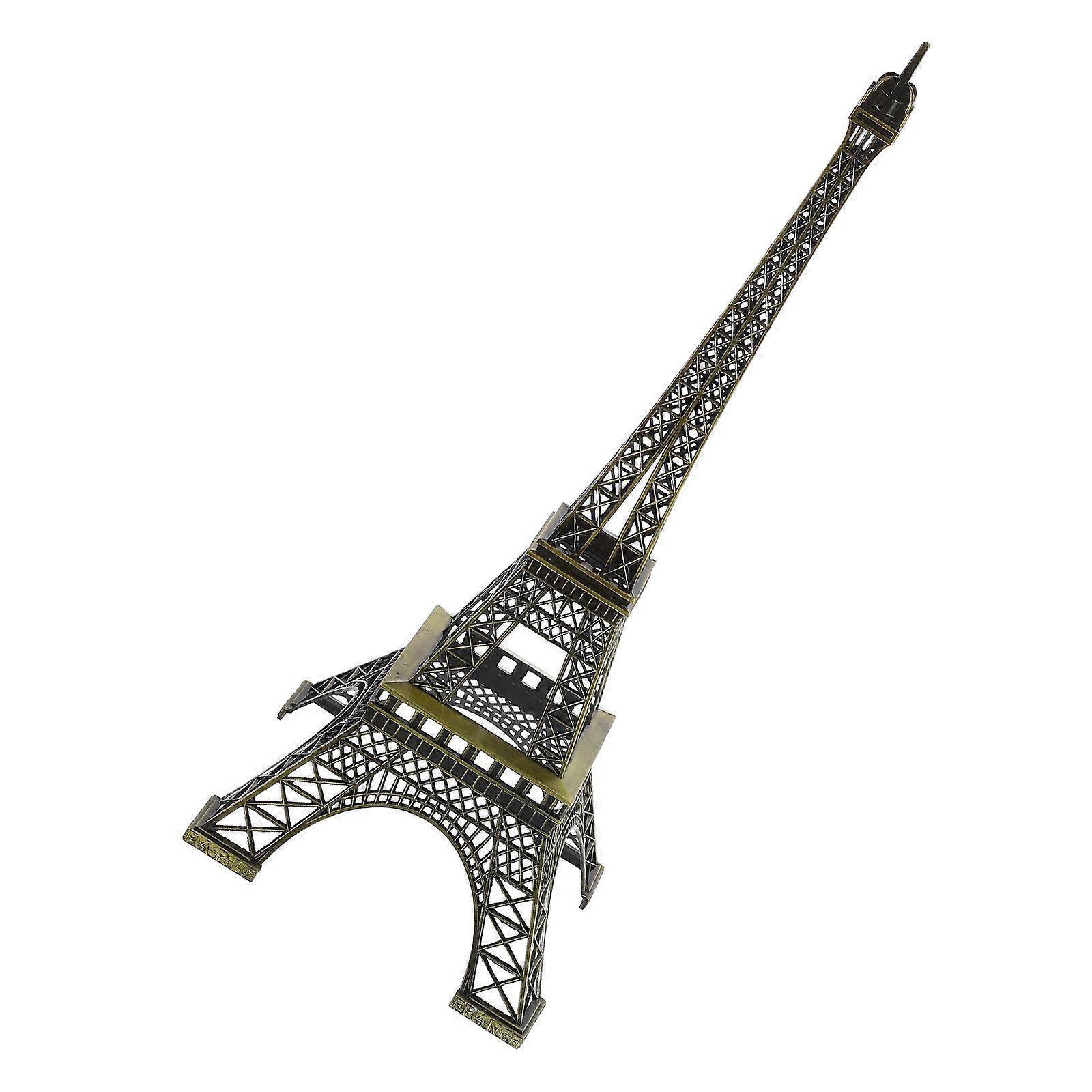 Tabletop Decor Alloy Eiffel Tower Sculpture for Bookshelves Display Cabinets Dark Brown Metal 1Pack
