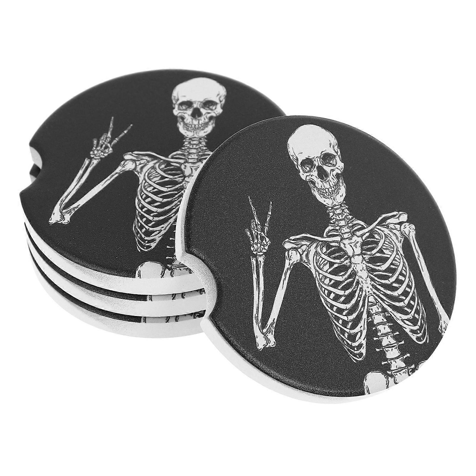 Round Ceramic Coasters for Cups Office Use Assorted Color Stable Placement 4Pcs