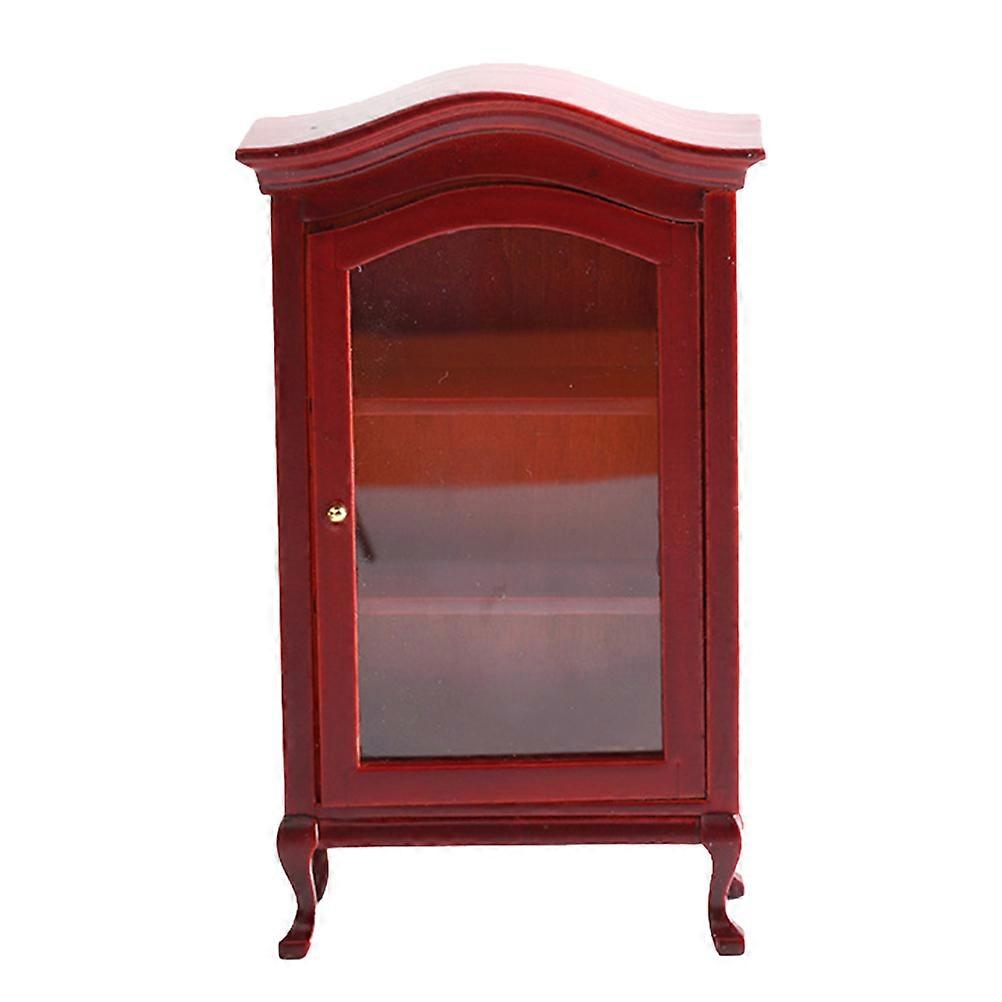 Miniature Wooden Bookshelf Cabinet for Decor Red Composite Material 1:12 Small Furniture Toy
