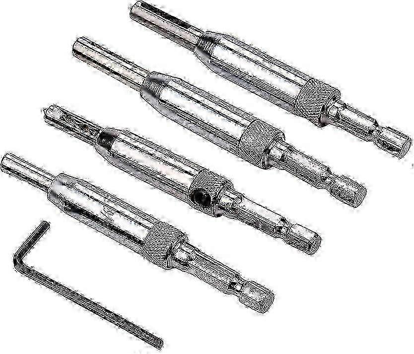 Self-Centering HSS Drill Bit Set for Hinges - 4-Piece Carpentry Tools for Precise Drilling