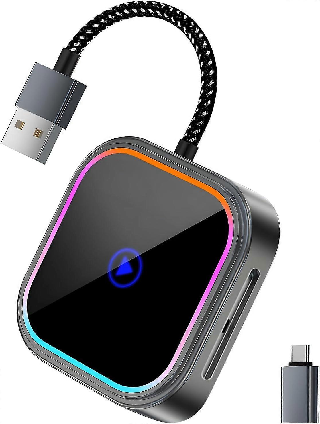 2025 Ultimo modello di adattatore wireless CarPlay e Android Auto (modello 2025) - Bluetooth 5.2 e WiFi a 5 GHz, Plug & Play, per iPhone 8 + / iOS 10 + e