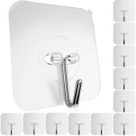 Pack of 12 adhesive hooks for hanging heavy duty wall hooks 10.9 kg.
