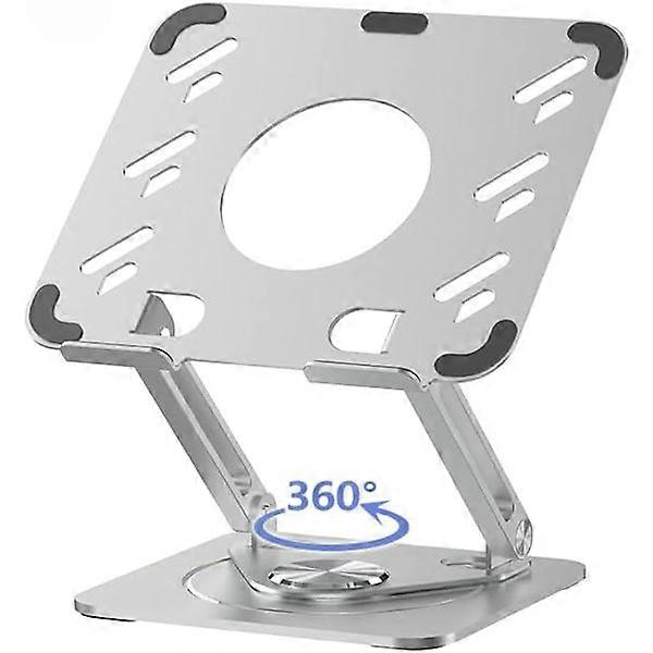 Laptop Stand for Desk, Adjustable Aluminum Stand with 360° Rotating Base, Foldable Ergonomic Riser, Portable Holder Compatible