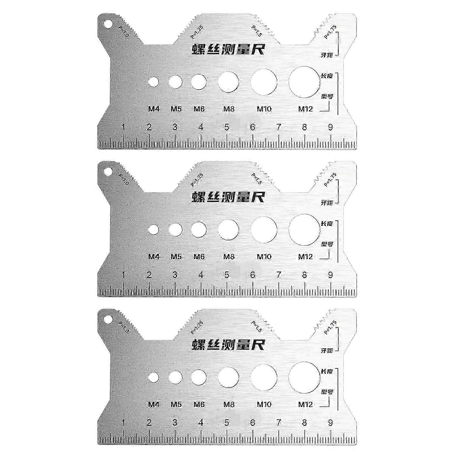 Thread bolt checker stainless steel double-sided pocket size gauge