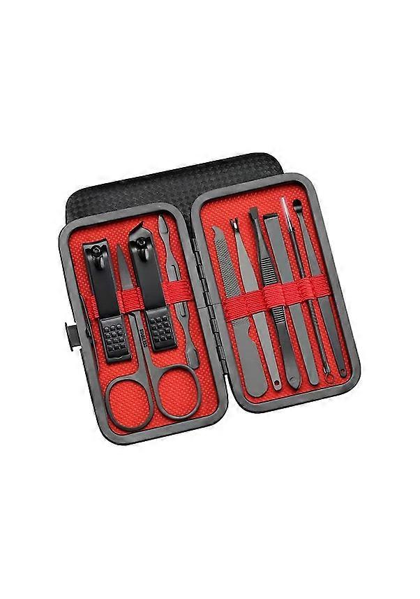 Professional Manicure Pedicure Set with Hallow Case, Black, 10 Pieces