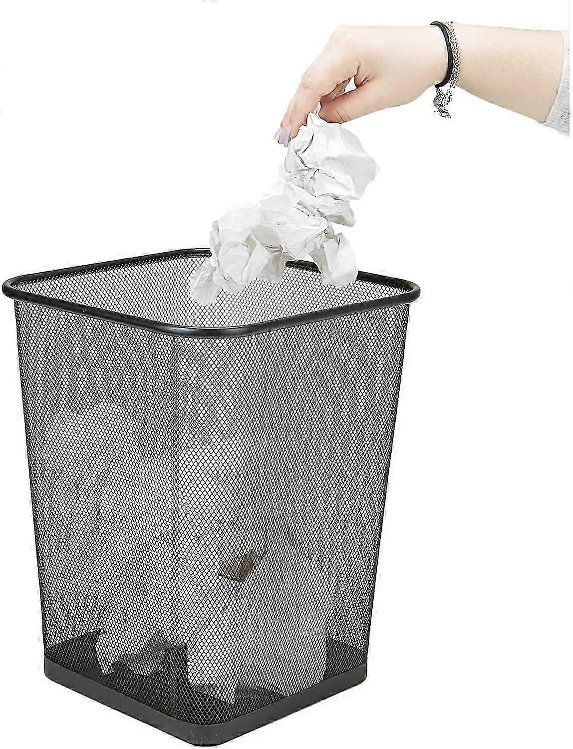 Mesh Wastebasket Trash Can, Square, 15L, Black