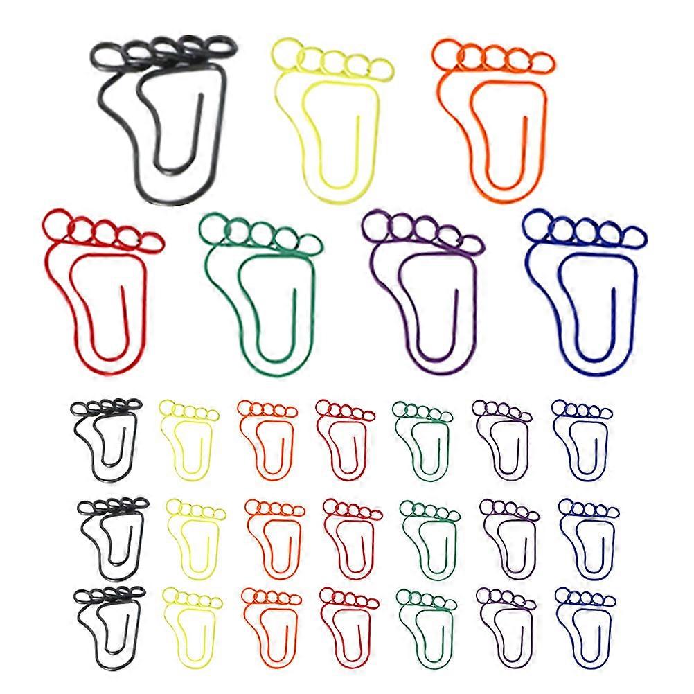 Cute Footprint Shaped Paper Clips For Office Use 60Pcs Assorted Color Metal Clips For Students With Document Organization