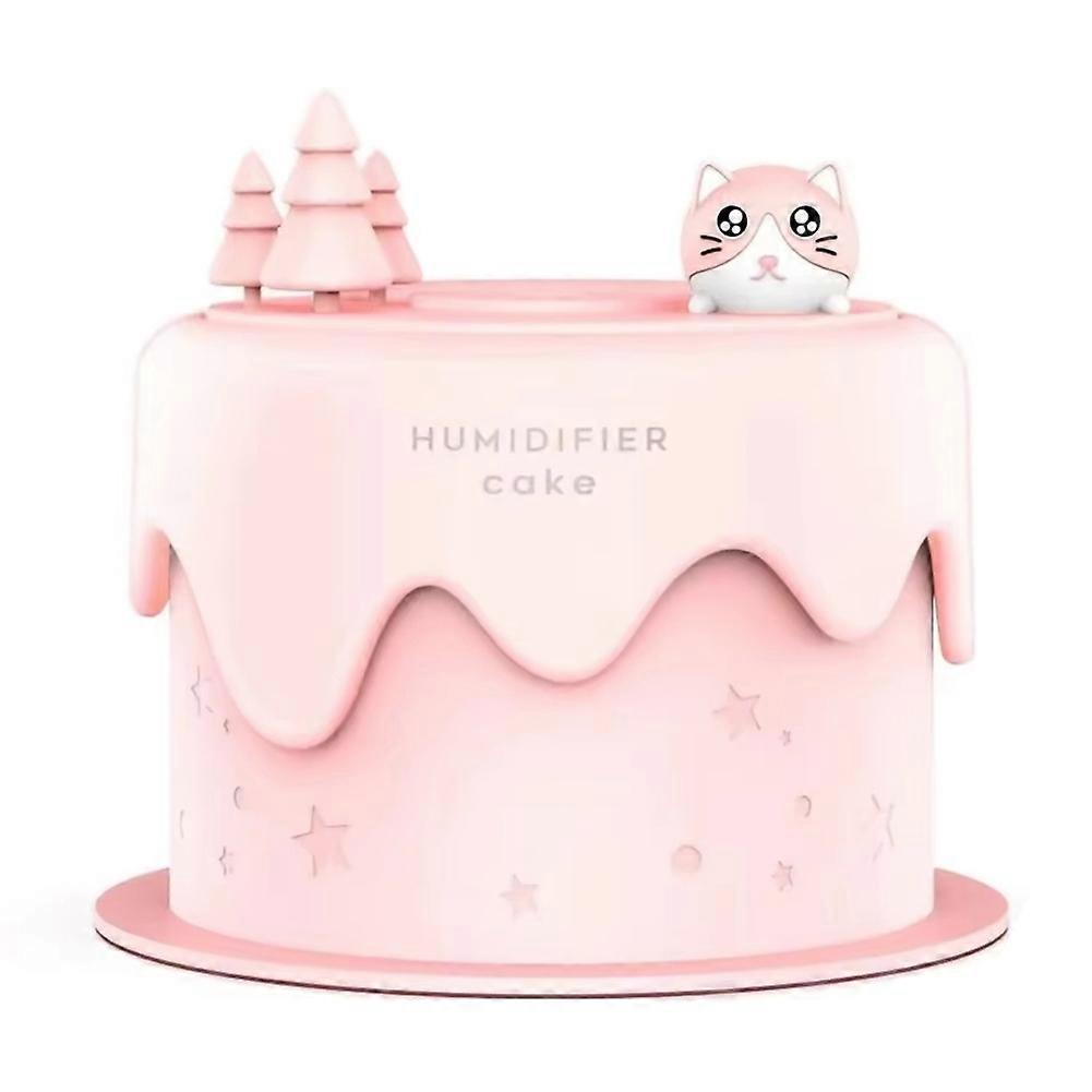 Cat Cake Humidifier 300ml - Ultra-Quiet with Colorful LED Lights, USB Powered, Ideal for Home Office and Bedroom
