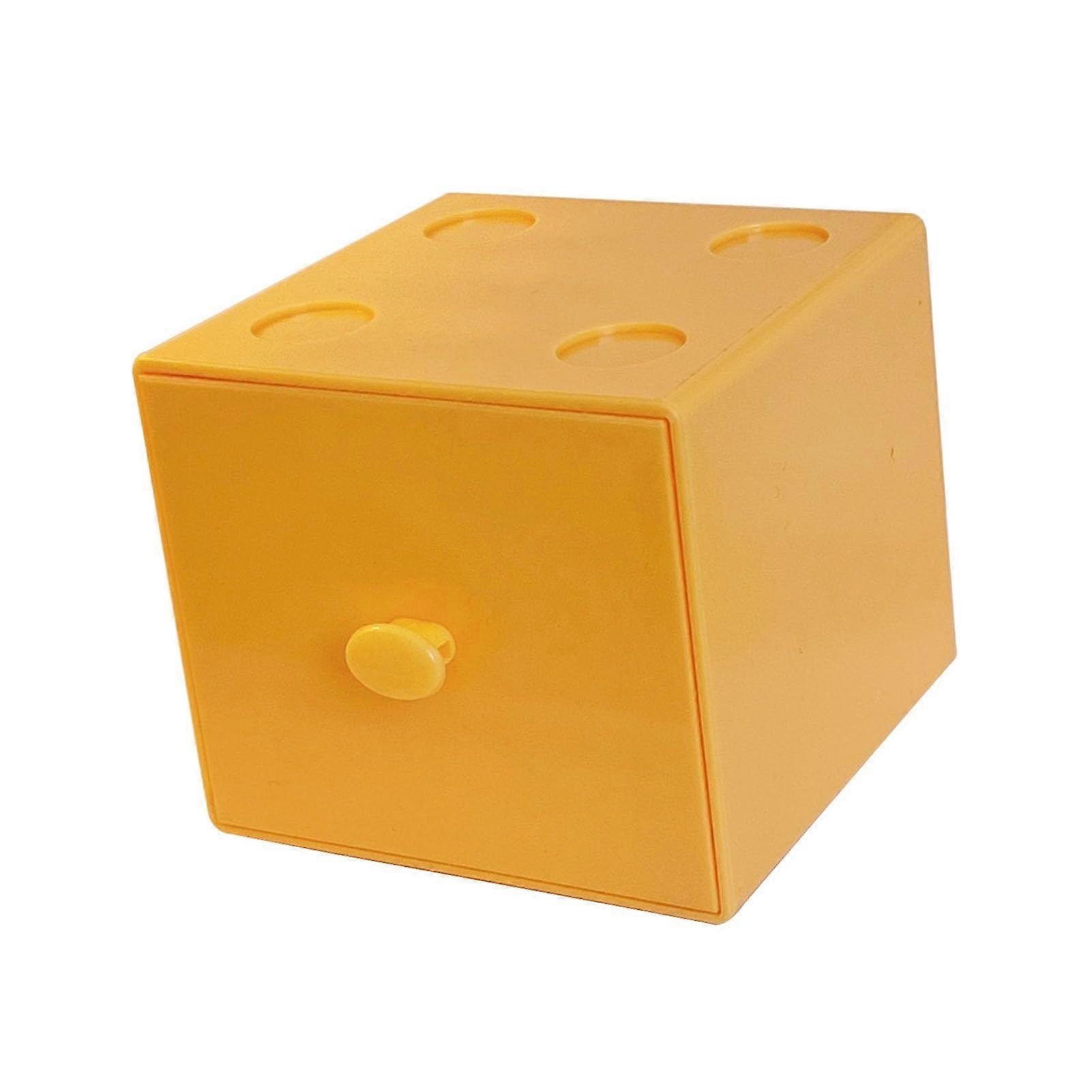 Desktop Organizer Square Stackable Desk Organizer With Drawer Milk Yellow For Home Dorm School Office