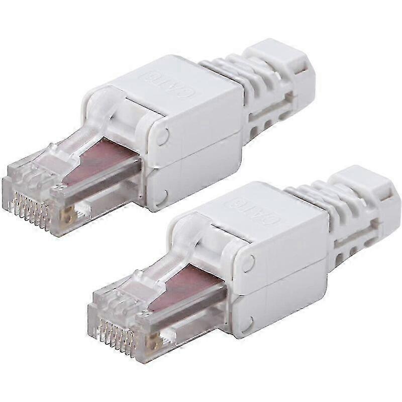 2PCs Tool-Free RJ45 Connectors for UTP Network Plug, CAT5/5E & CAT6/6A Solid & Stranded Ethernet Cables