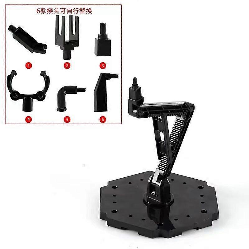 2 Sets Action Base: Adjustable Action Figure Display Stand With Replacement Adapter - Black Plastic Holder Base For HG(1/144) Hobby Figures