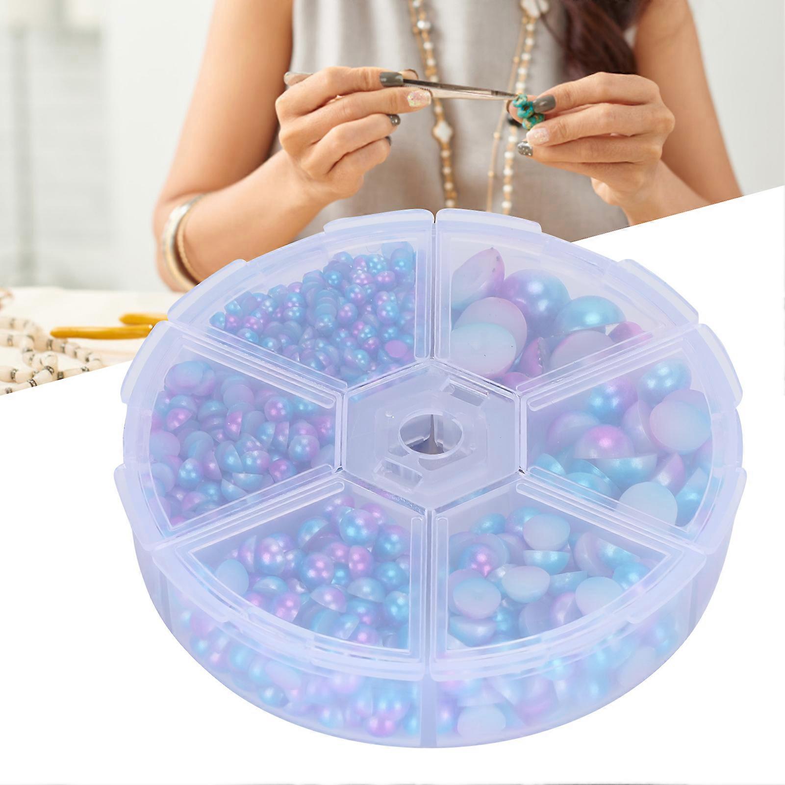 2Boxes Gradient Imitation Pearl Flat Back Blue Purple 2300Pcs