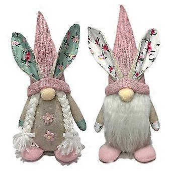 Decorazioni pasquali, 2 pezzi di gnomi di Pasqua Decor, gnomi primaverili peluche svedese Tomte elfo bambola farcita, ornamenti coniglietto di Pasqua