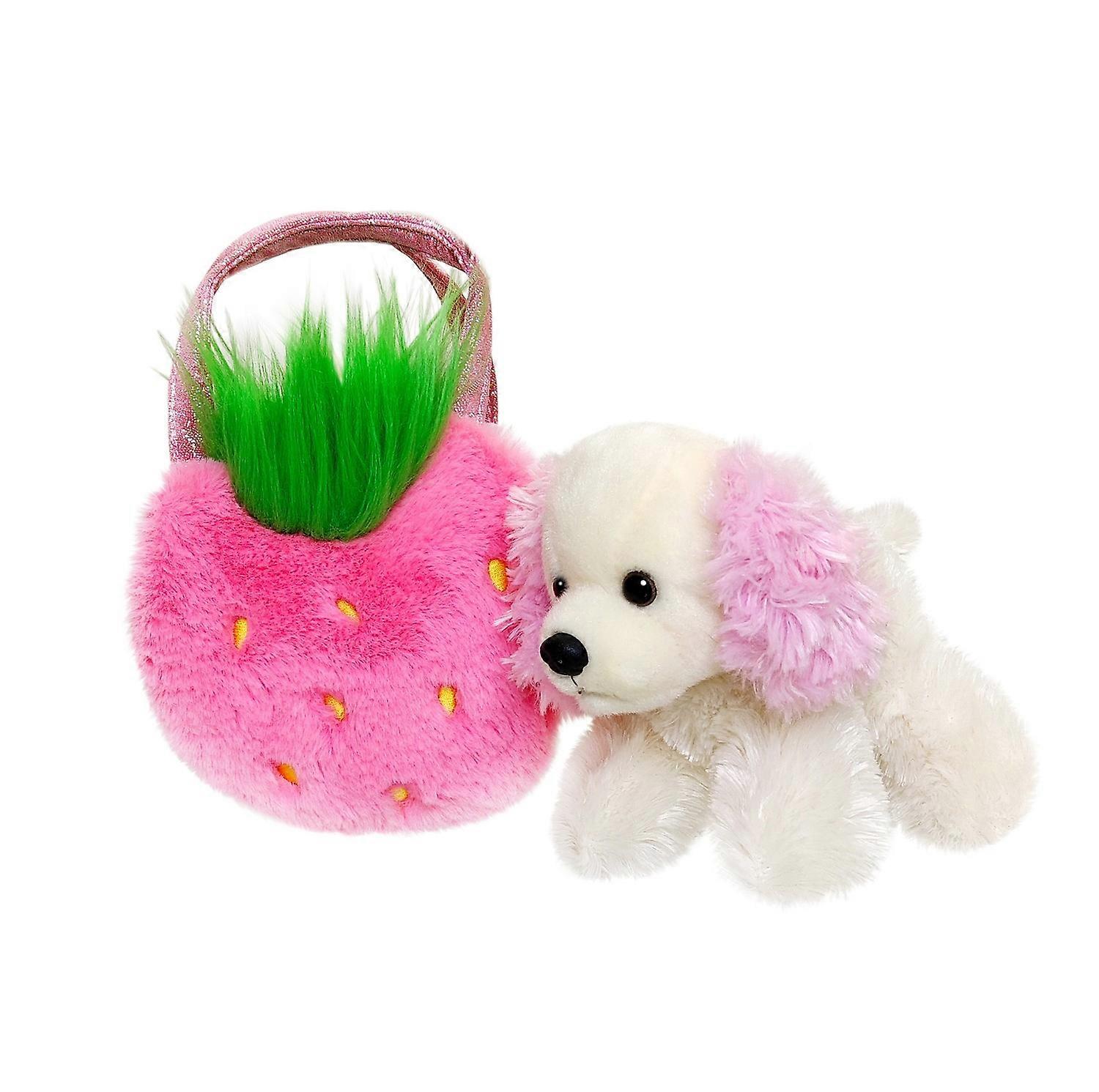 Aurora Fancy Pals Soft Toy - Strawberry Poodle in a Bag, 20 Cm