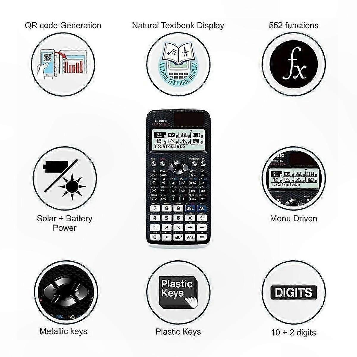 Advanced Scientific Calculator with Large Display and 696 Functions for Education Use Solar Powered