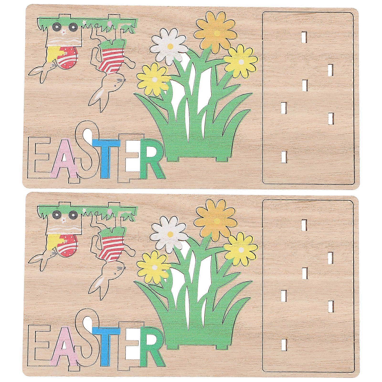 Easter Wood Decoration Table Sign for Party Use 8Pcs Tabletop Ornament