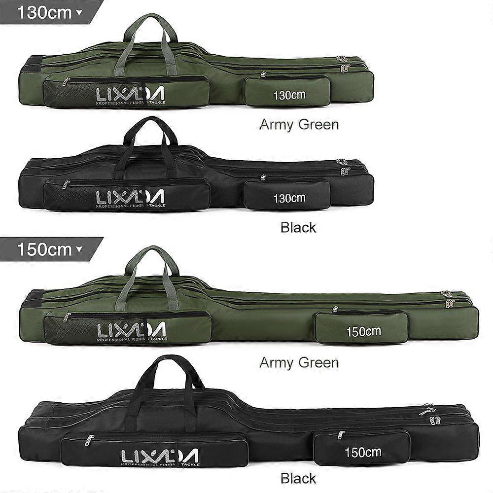 130cm/150cm Three Layers Fishing Bag Portable Folding Fishing Rod Reel Tackle Tool Carry Case Carrier Travel Bag