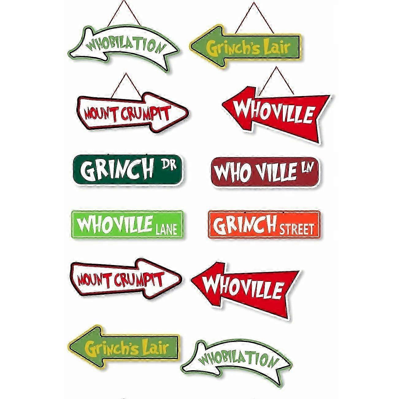 クリスマスツリーの装飾、16個のグリンチクリスマスオーナメントペーパーカードハンギングWhovilleクリスマスツリーの装飾へようこそ