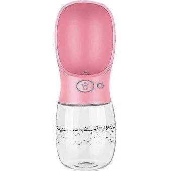 Draagbare hondenfles, 350 ml hondenwaterfles, hondenwaterfles, draagbare draagbare waterdispenser voor huisdieren puppy waterdispenser voor huisdieren (roze)