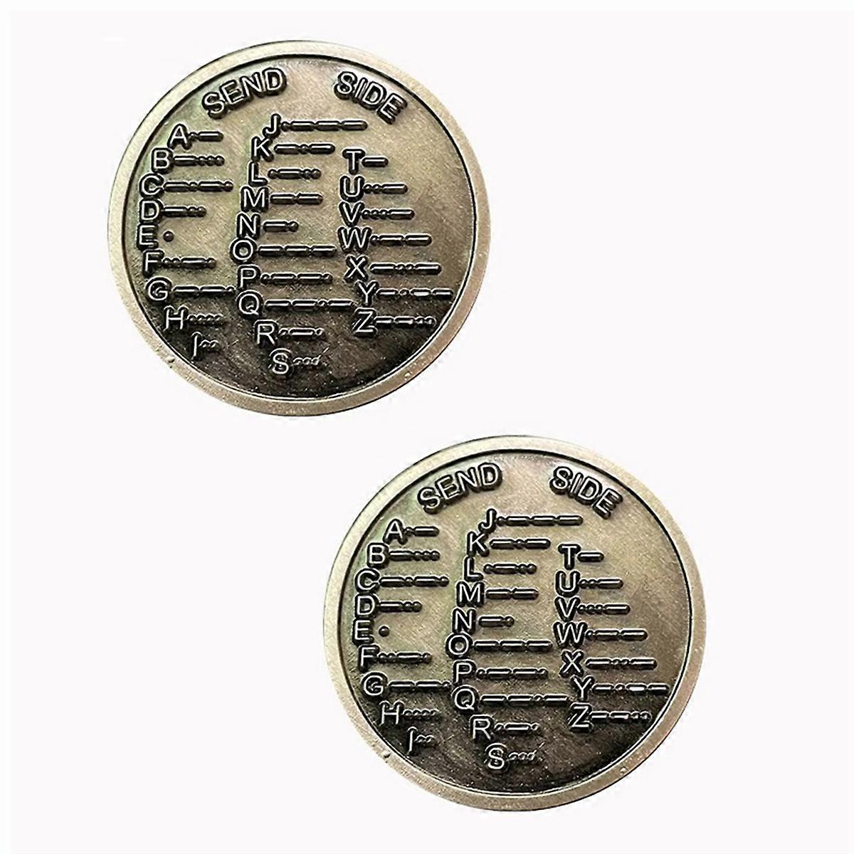 2Pcs CW Training Coin CW Morse Code Commemorative Coins