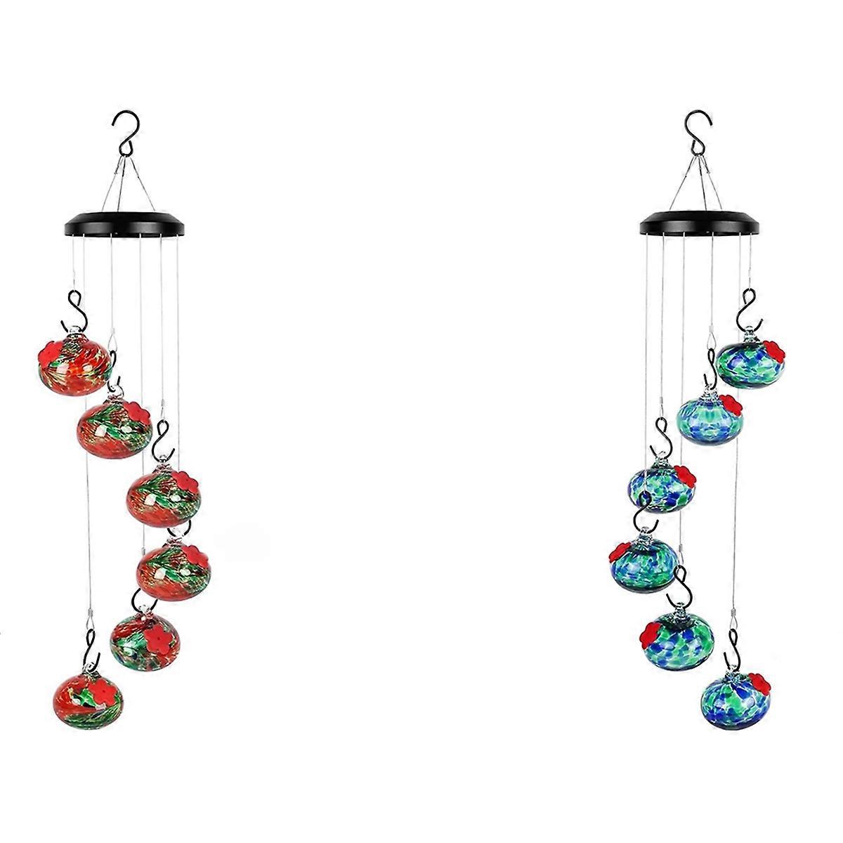 Charming Wind Chimes Bird Feeders Red+Blue