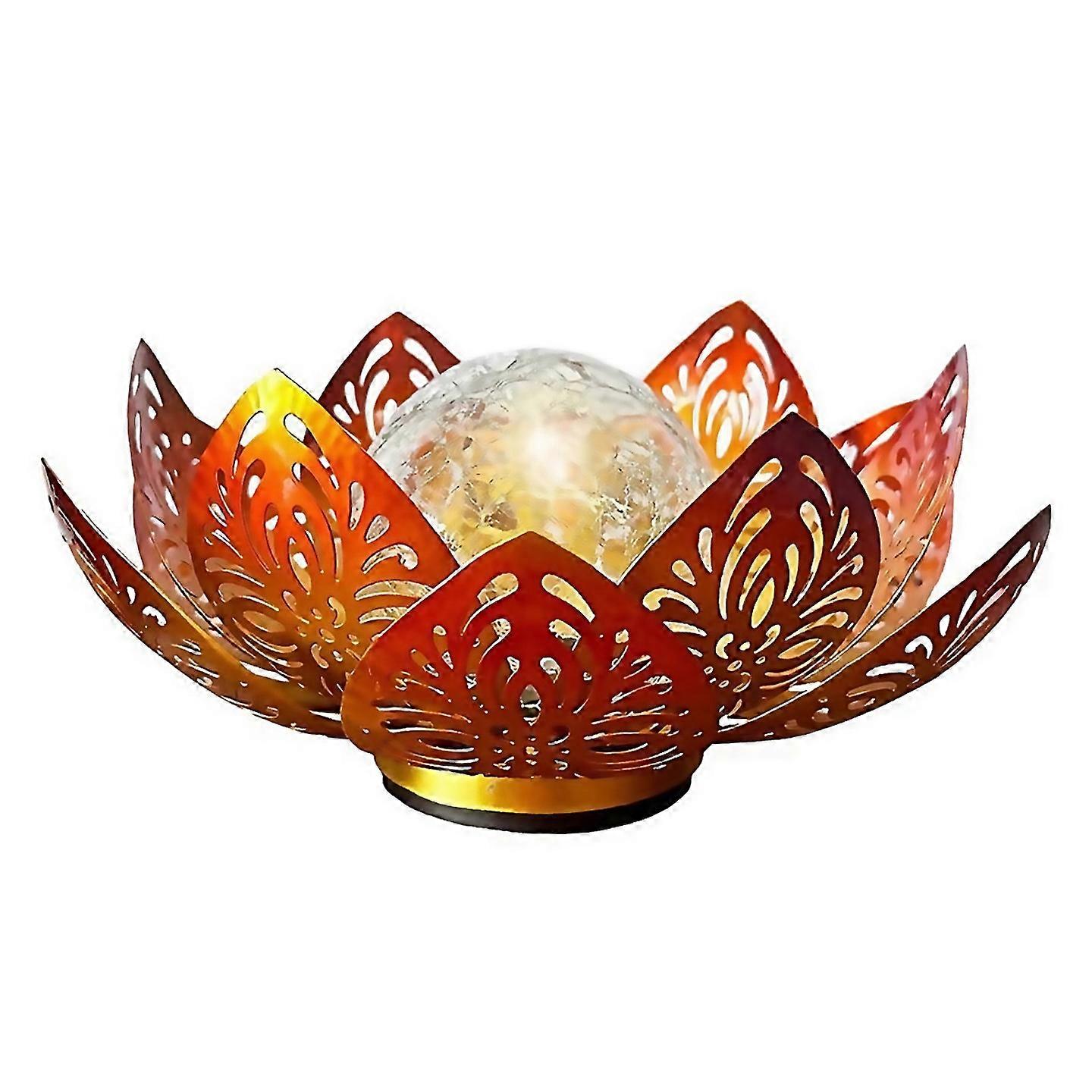 For Solar Powered Iron Art Lotus Light Outdoor Plugin