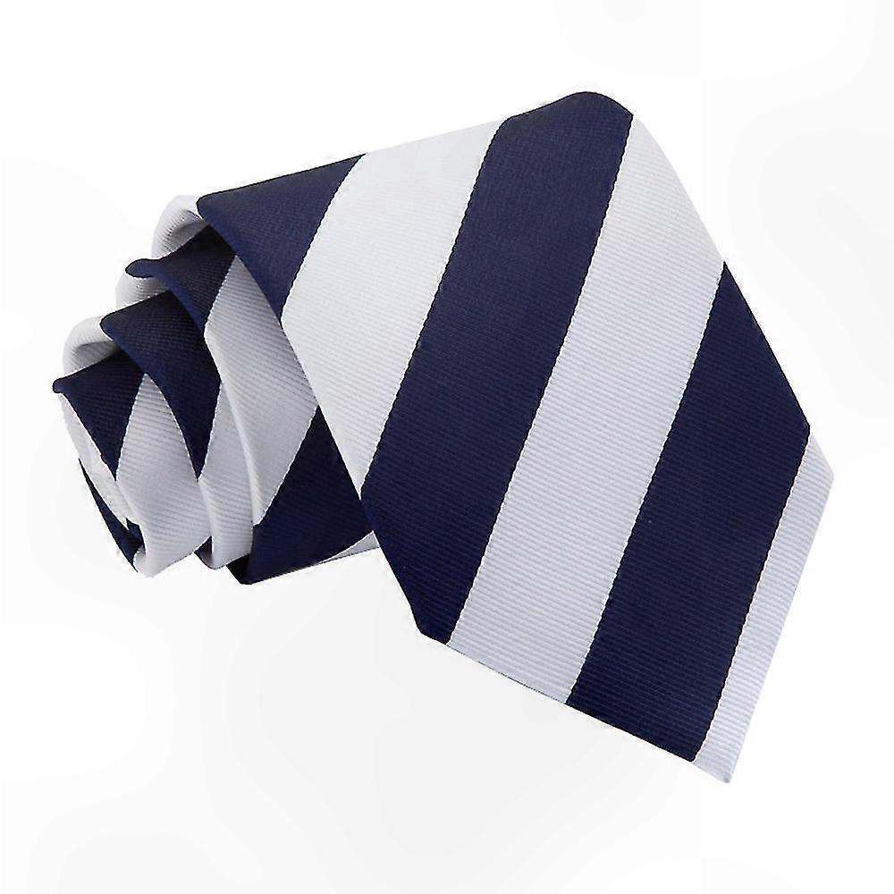 Navy and White Striped Tie for Men Formal Events Classic Design