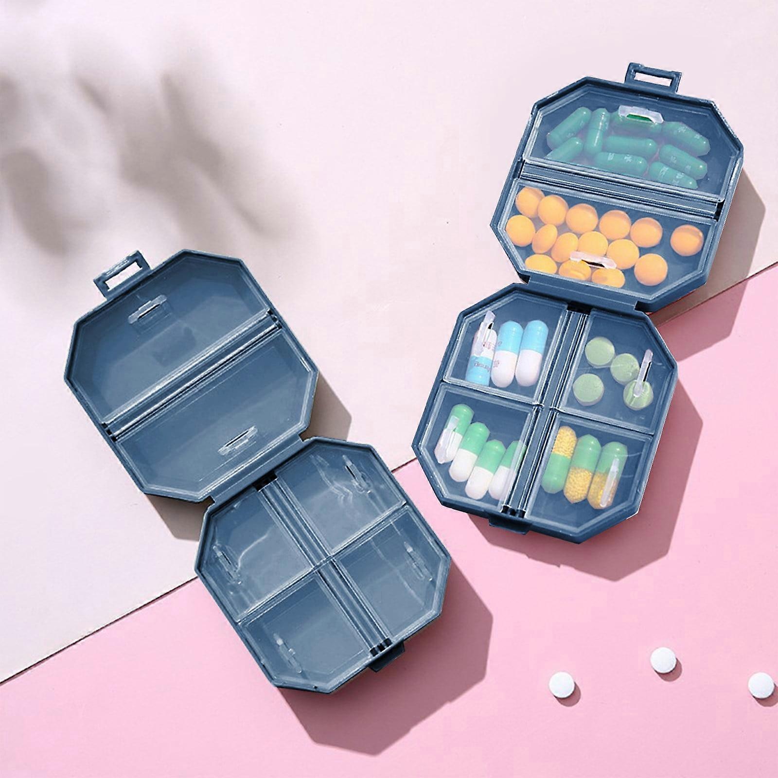 Wtgtog Portable Plastic Storage Vc Storage Box Mini Travel Vc Storage Box Portable Six Space Packaging Vc Organizer Vc Classifier Dark Blue