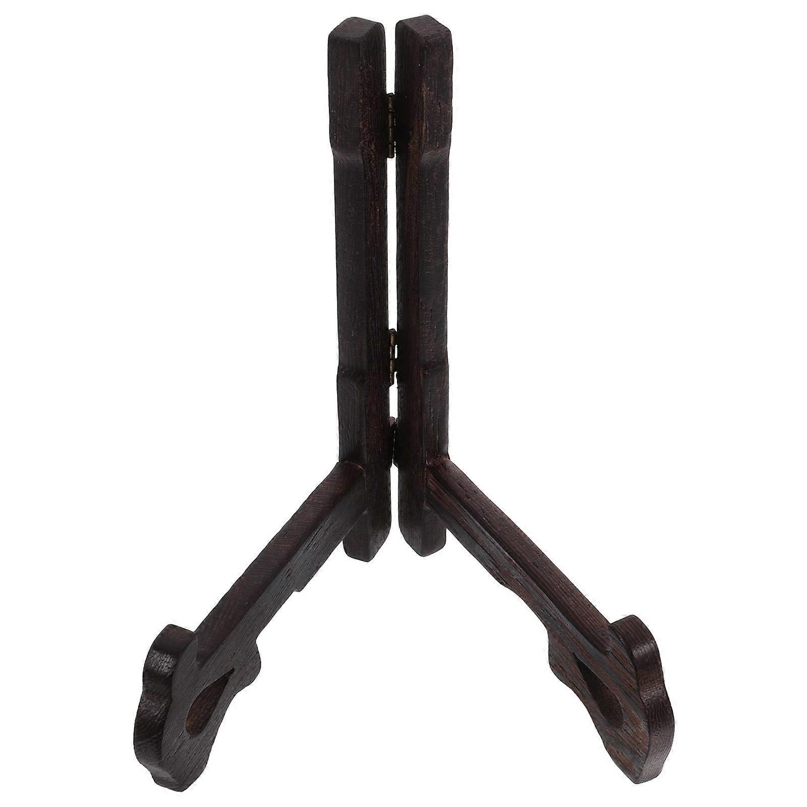 Wood Plate Display Stand for Display 2Pcs Sturdy Brown Wooden Holder