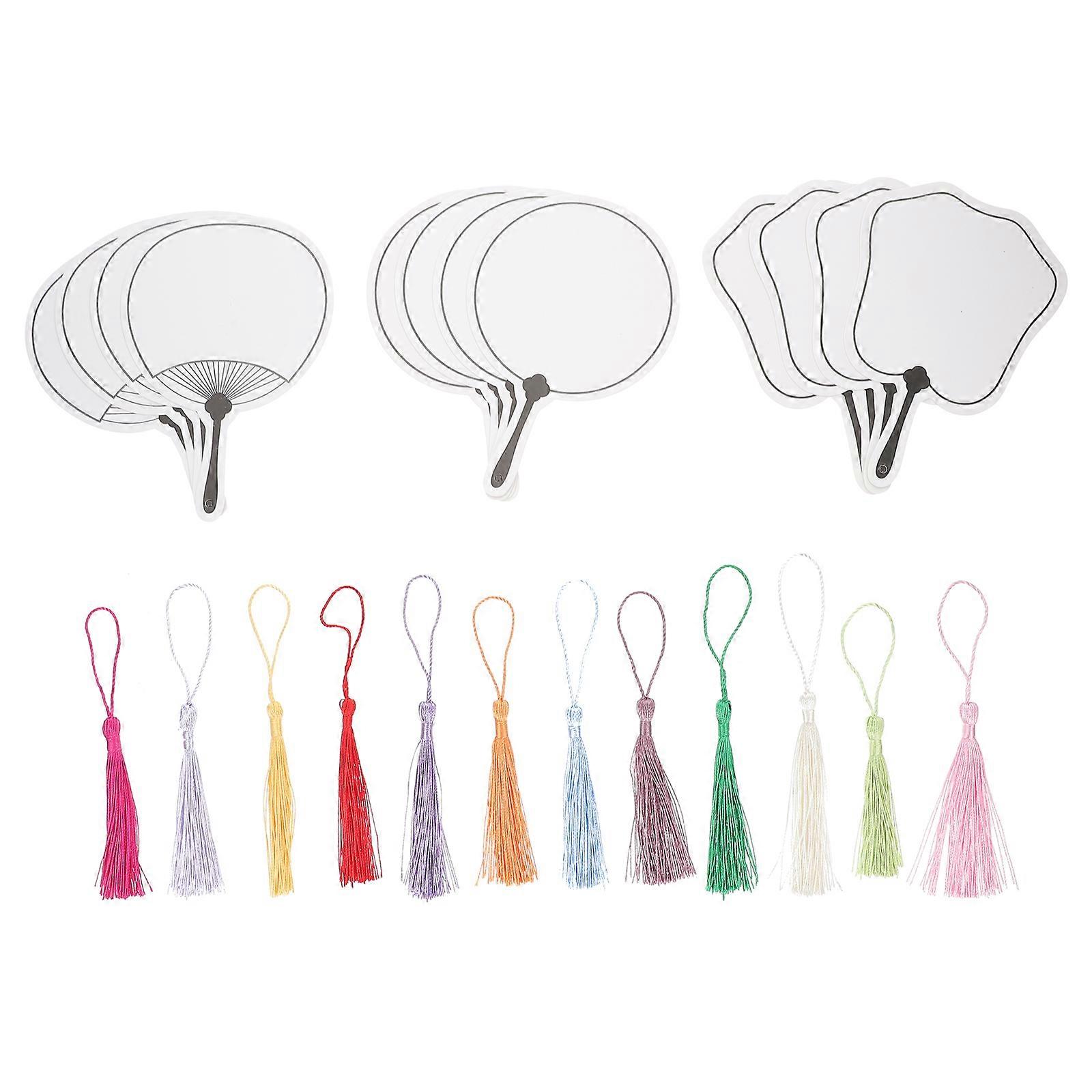 Tassel Bookmarks Fan Shaped for Decoration 24Pcs DIY Craft Set
