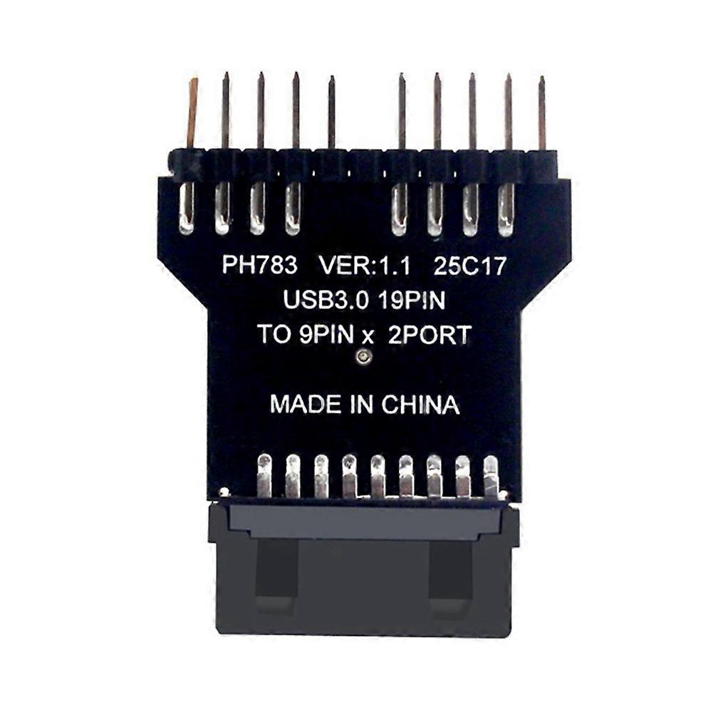 Motherboard USB3.0 19PIN to 2-Port USB2.0 9PIN Converter Adapter for Water Cooling RGB Light Fan Speed Measurement