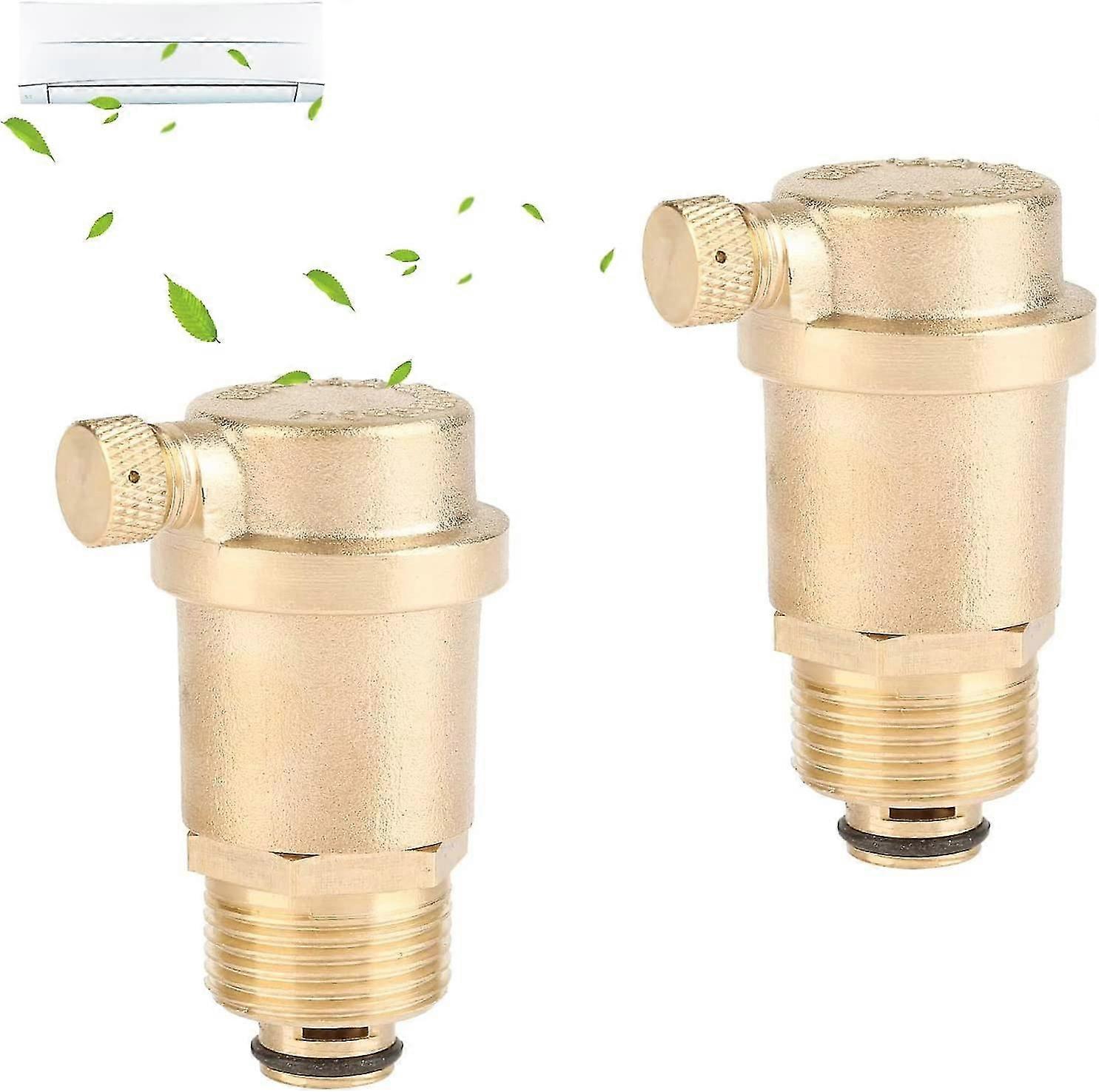 Set di 2 valvole di scarico automatiche DN15 in ottone con valvola limitatrice di pressione per scaldacqua solare