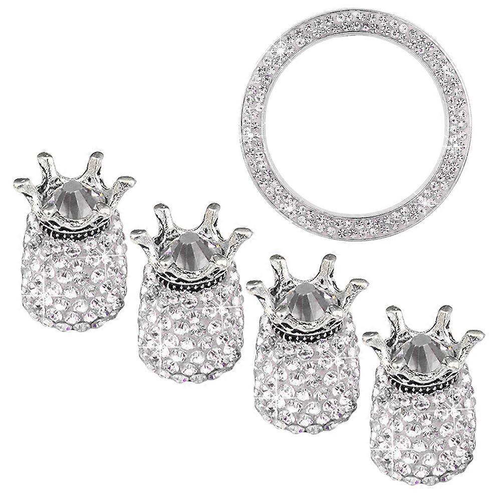 Start Engine Button Ring Rhinestone Universal Shape Car Start Key Ignition Button Cover For Car Decoration 5Pcs Set