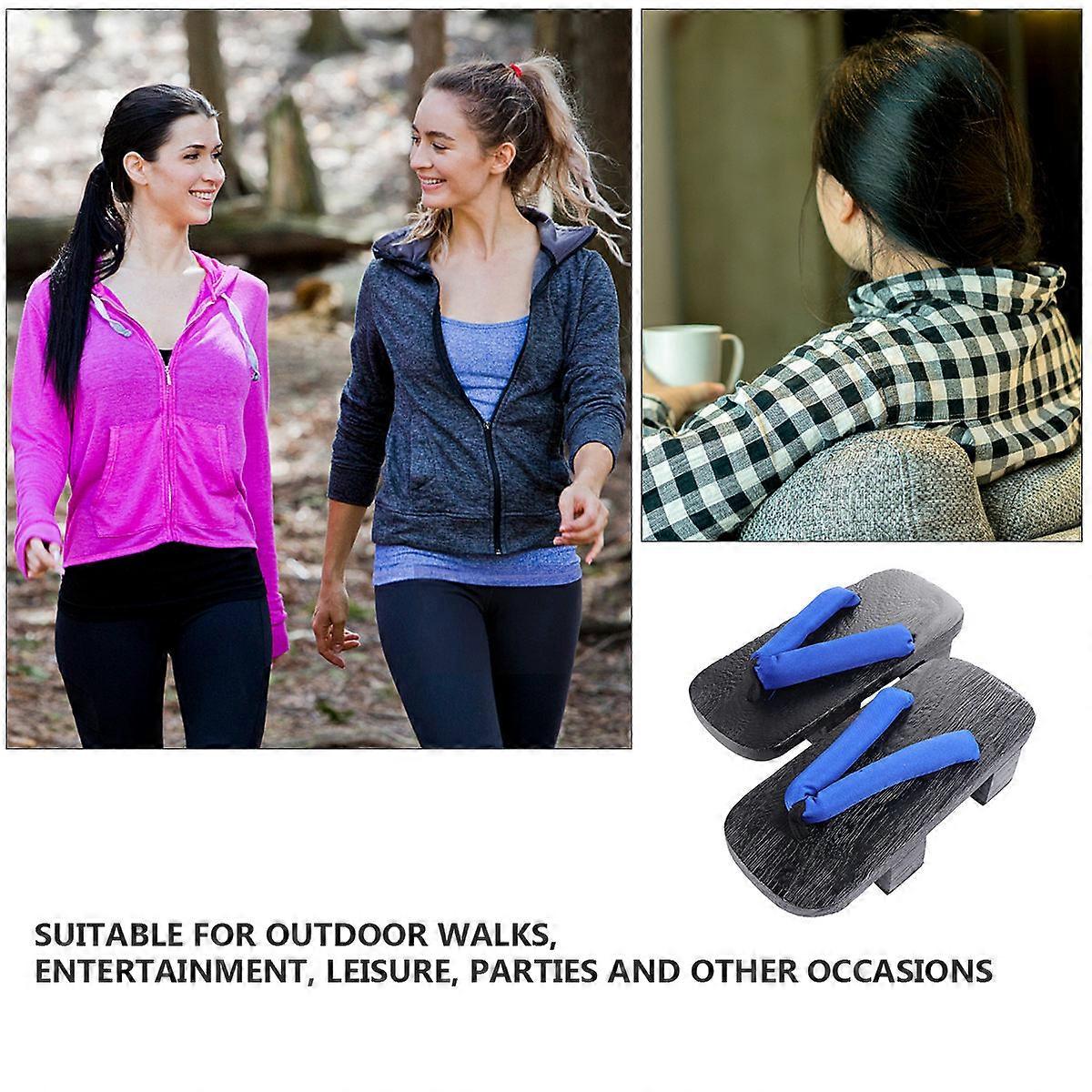 Platform Slippers 1 Pair Clogs Flops Summer Flip-flops Leisure Size 38 Black Wood Convenient Slip-on